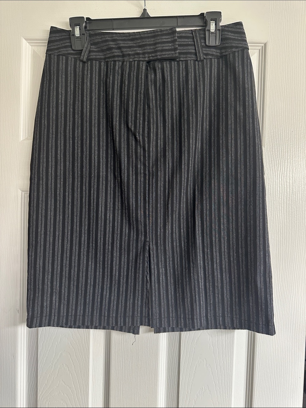 Classic Black Pinstripe Pencil Skirt